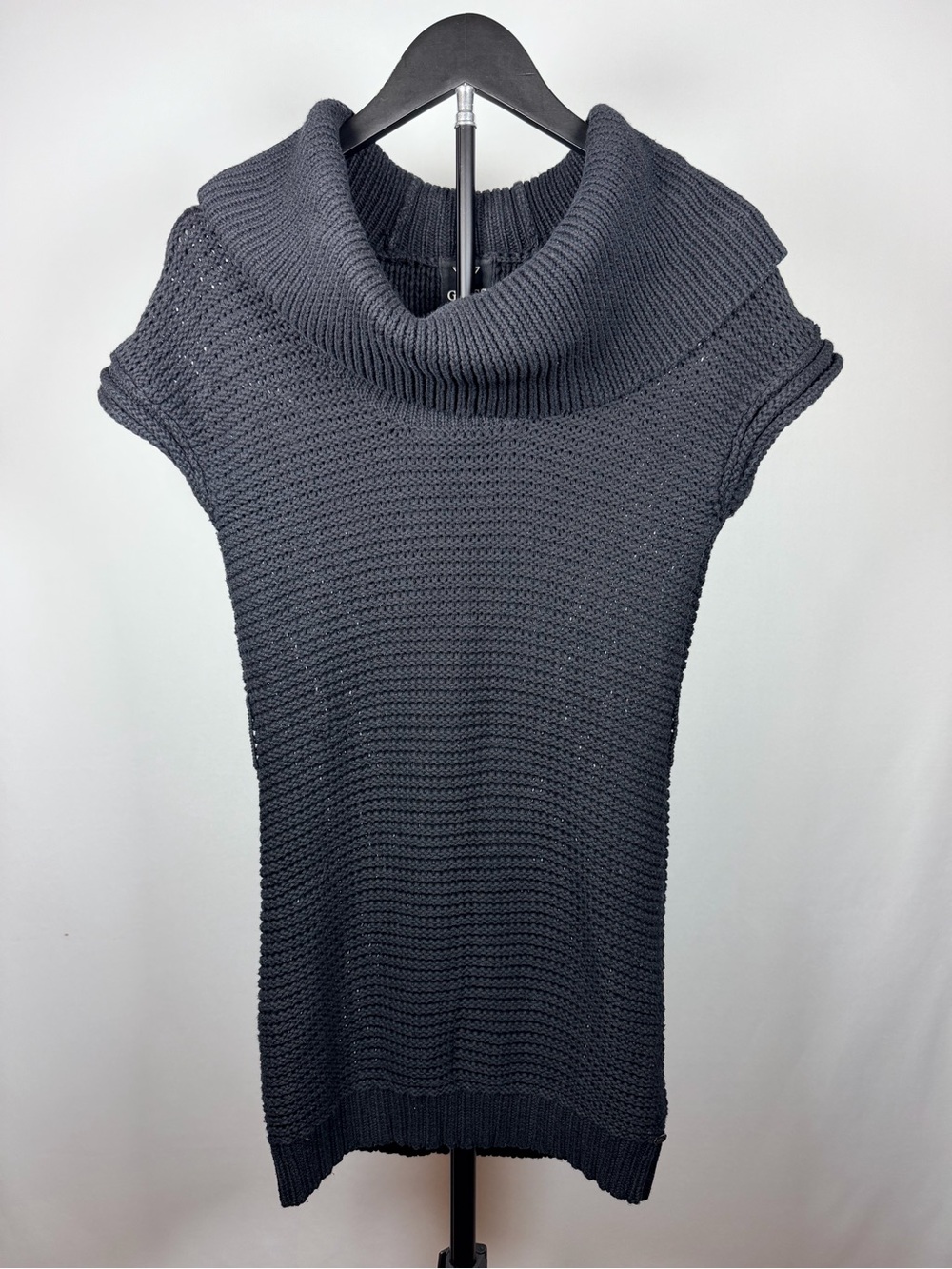 Guess Black Short-Sleeve Cowl Neck Knit Tunic